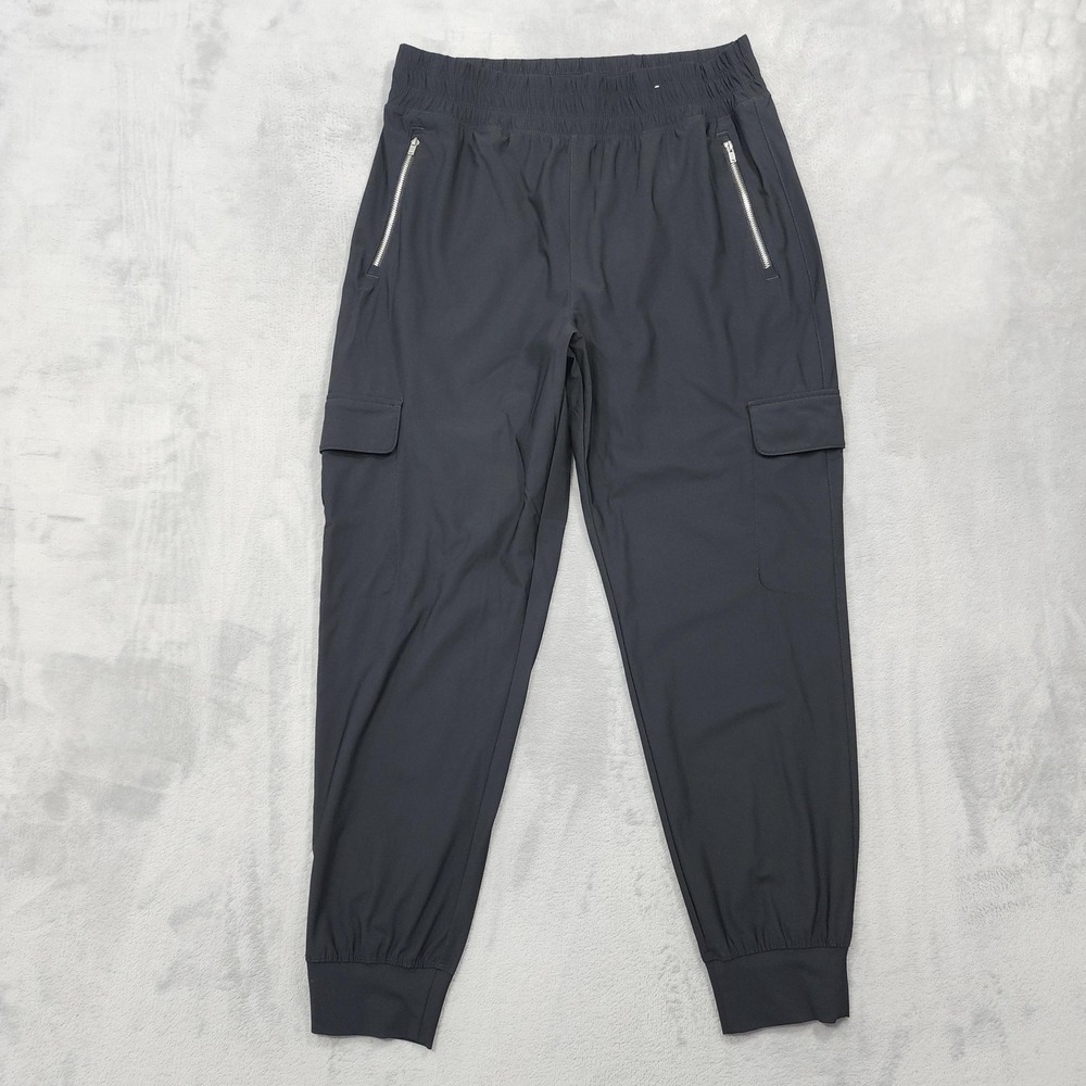 Old Navy Pants Womens M Black Go-Dry Sleektech Cargo Jogger Zip Pocket Athletic